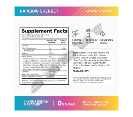 AMINO ENERGY RAINBOW SHERBET 270GR - 30 SERVICIE