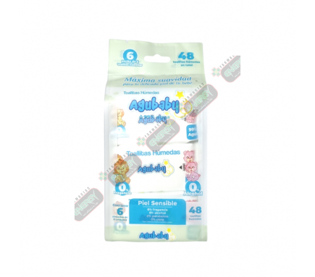 AGUBABY TOALLITAS HUMEDAS PIEL SENSIBLE PACK X 6 UN-5533
