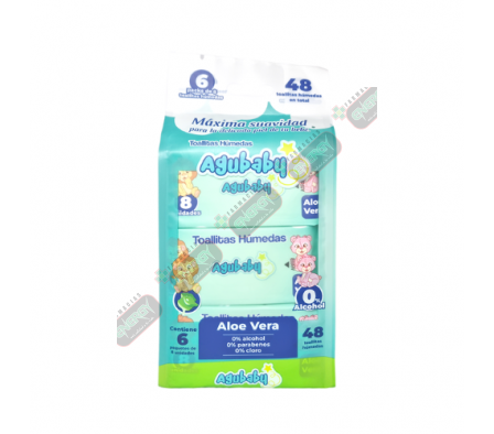 AGUBABY TOALLITAS HUMEDAS ALOE VERA PACK X 6 UN-5663